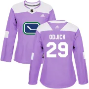 Women's Adidas Vancouver Canucks Gino Odjick Purple Fights Cancer Practice Jersey - Authentic