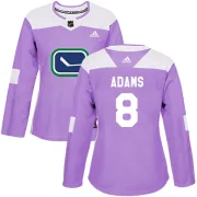 Women's Adidas Vancouver Canucks Greg Adams Purple Fights Cancer Practice Jersey - Authentic
