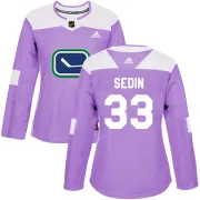 Women's Adidas Vancouver Canucks Henrik Sedin Purple Fights Cancer Practice Jersey - Authentic