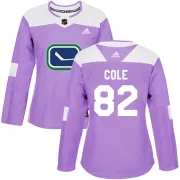 Women's Adidas Vancouver Canucks Ian Cole Purple Fights Cancer Practice Jersey - Authentic