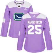 Women's Adidas Vancouver Canucks Jacob Markstrom Purple Fights Cancer Practice Jersey - Authentic
