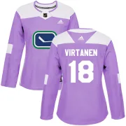 Women's Adidas Vancouver Canucks Jake Virtanen Purple Fights Cancer Practice Jersey - Authentic