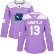 Women's Adidas Vancouver Canucks Jayce Hawryluk Purple Fights Cancer Practice Jersey - Authentic