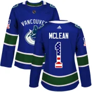 Women's Adidas Vancouver Canucks Kirk Mclean Blue USA Flag Fashion Jersey - Authentic