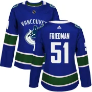 Women's Adidas Vancouver Canucks Mark Friedman Blue Home Jersey - Authentic