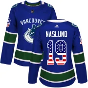 Women's Adidas Vancouver Canucks Markus Naslund Blue USA Flag Fashion Jersey - Authentic