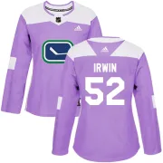 Women's Adidas Vancouver Canucks Matt Irwin Purple Fights Cancer Practice Jersey - Authentic