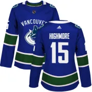 Women's Adidas Vancouver Canucks Matthew Highmore Blue Home Jersey - Authentic