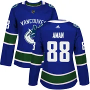 Women's Adidas Vancouver Canucks Nils Aman Blue Home Jersey - Authentic
