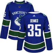 Women's Adidas Vancouver Canucks Thatcher Demko Blue Home Jersey - Authentic