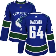 Women's Adidas Vancouver Canucks Zack MacEwen Blue Home Jersey - Authentic