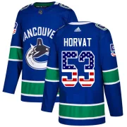 Youth Adidas Vancouver Canucks Bo Horvat Blue USA Flag Fashion Jersey - Authentic
