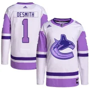 Youth Adidas Vancouver Canucks Casey DeSmith White/Purple Hockey Fights Cancer Primegreen Jersey - Authentic