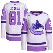 Youth Adidas Vancouver Canucks Dakota Joshua White/Purple Hockey Fights Cancer Primegreen Jersey - Authentic