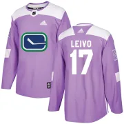 Youth Adidas Vancouver Canucks Josh Leivo Purple Fights Cancer Practice Jersey - Authentic