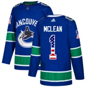 Youth Adidas Vancouver Canucks Kirk Mclean Blue USA Flag Fashion Jersey - Authentic