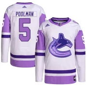 Youth Adidas Vancouver Canucks Tucker Poolman White/Purple Hockey Fights Cancer Primegreen Jersey - Authentic