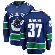 Youth Fanatics Branded Vancouver Canucks Justin Dowling Blue Home Jersey - Breakaway